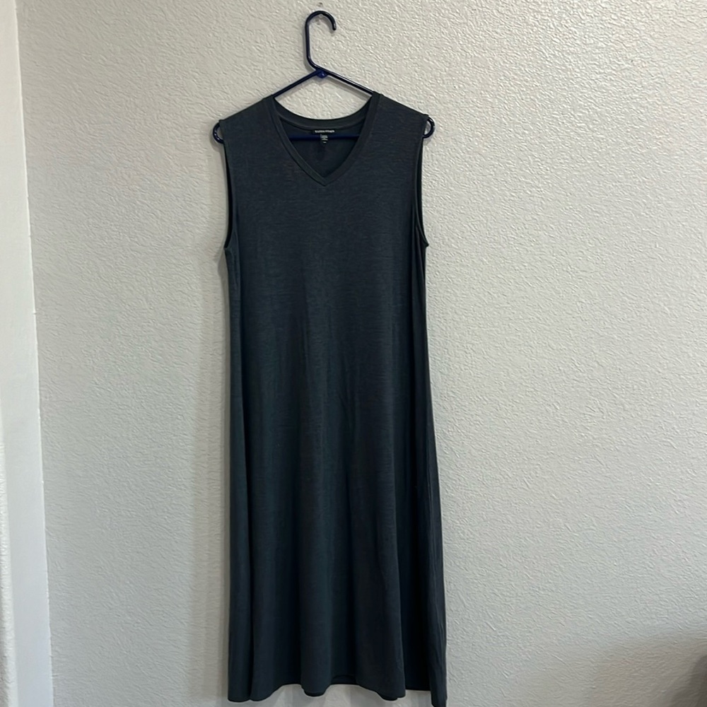 Eileen Fisher Sleeveless V-Neck Jersey Midi Dress - Gray size S/P